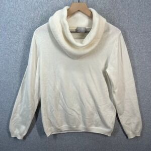 Pure Collection 100% Cashmere Cowl Neck Sweater Cream White Womens Long Sleeve